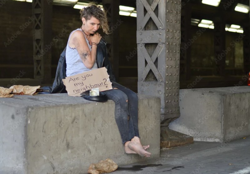 homeless woman